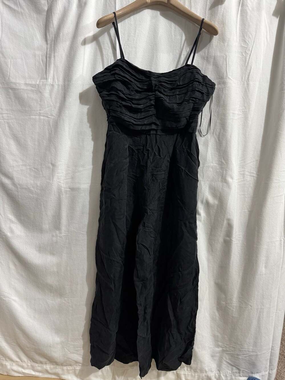 Madewell Ruched Crop Straight Leg Jumpsuit Size 14 Black